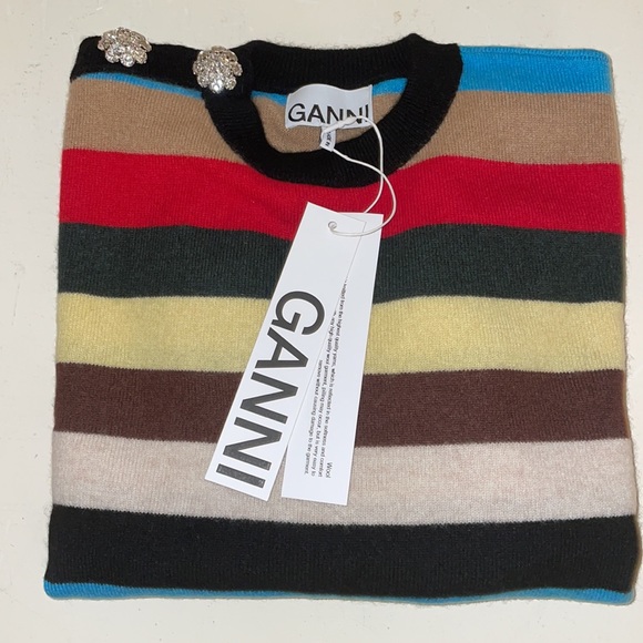 Ganni Button Embellished Striped 